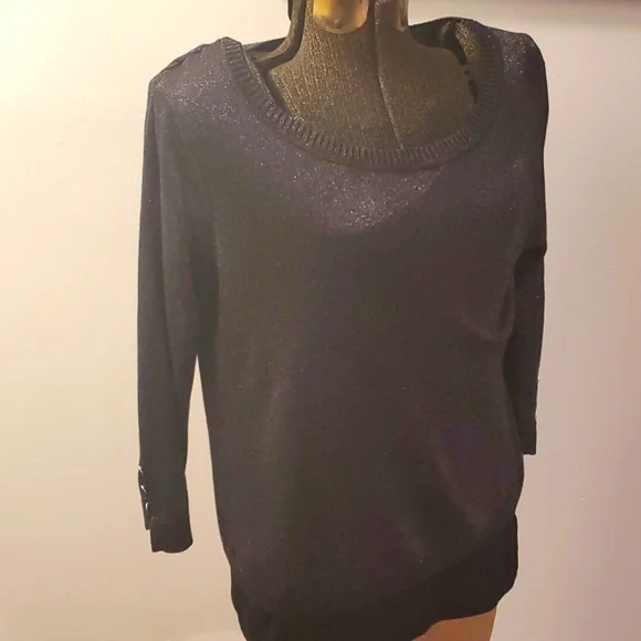 Reg $68 Verve Ami women's metallic sparkle sheer Sweater size M - Picture 3 of 7